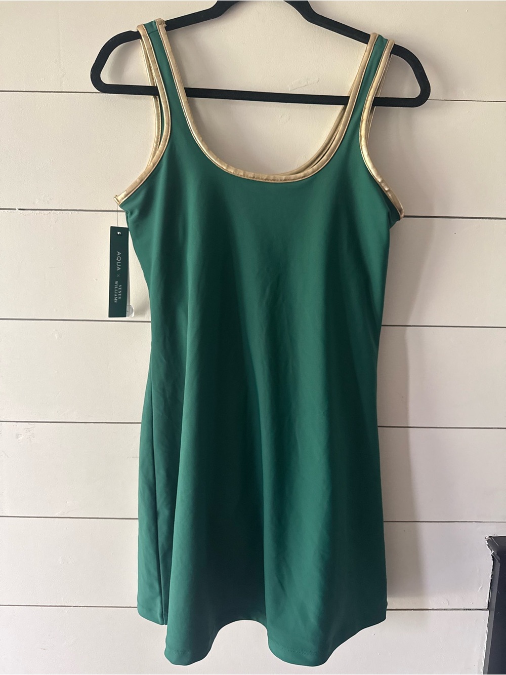 Aqua x Venus Williams Green Tank Dress with Gold Trim - Picture 2 of 9